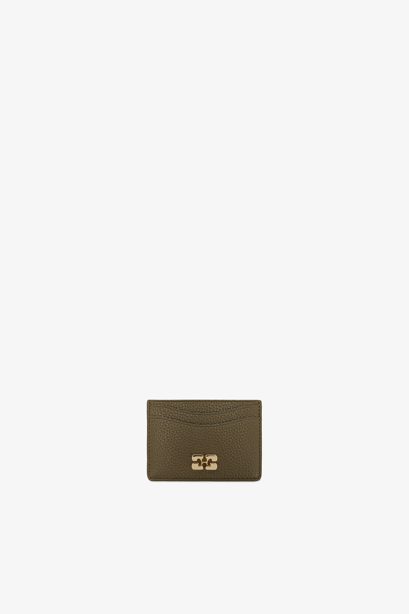 Bou Card Holder in Green, Polyurethane, in colour Military Olive - 1 - GANNI