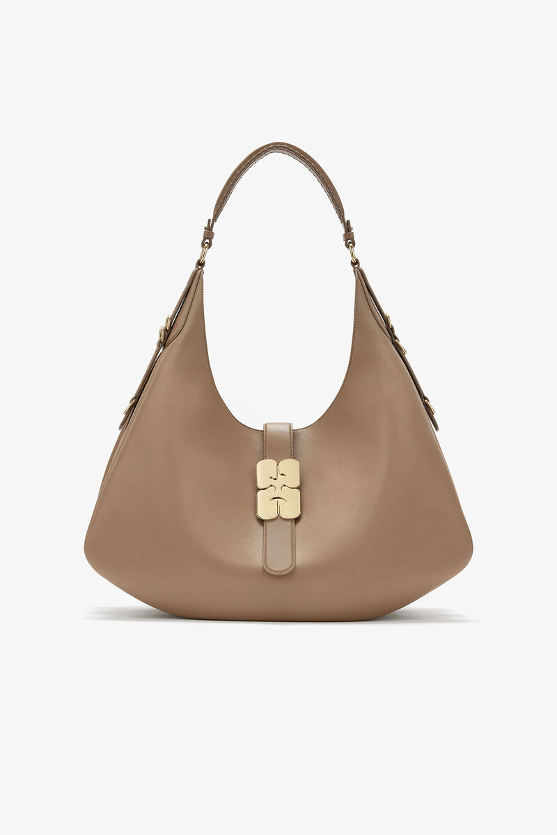 Large Kat Bag in Brown, Recycled Leather, in colour Coca Mocha - 1 - GANNI