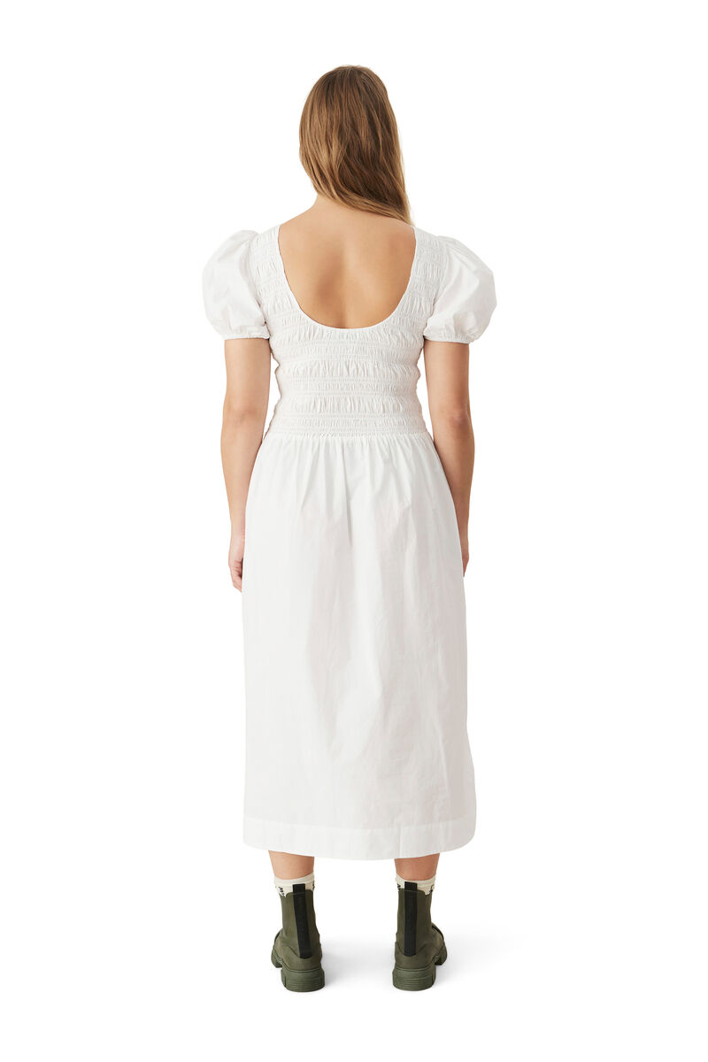 Cotton Poplin Dress, Cotton, in colour Bright White - 2 - GANNI