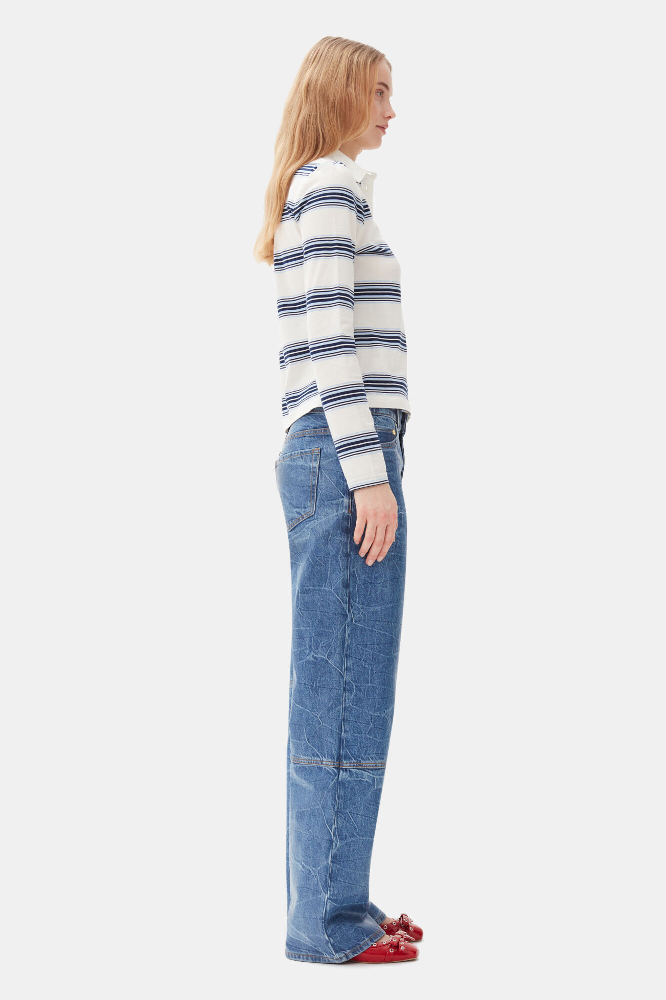 Blaue Izey-Folienjeans, Cotton, in colour Mid Blue Stone - 2 - GANNI