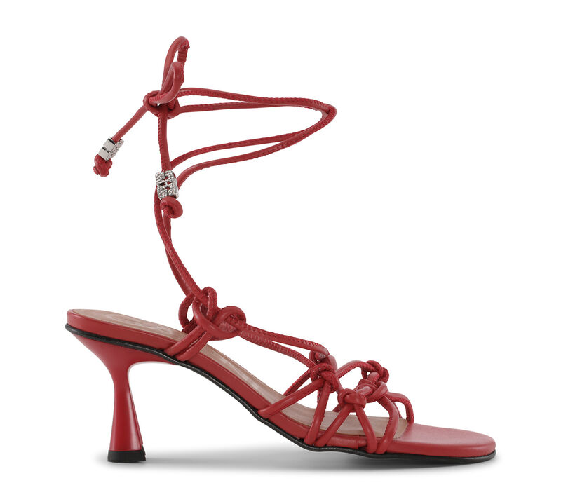 Red Knots High Heel Sandals, Vegan Leather, in colour Racing Red - 1 - GANNI