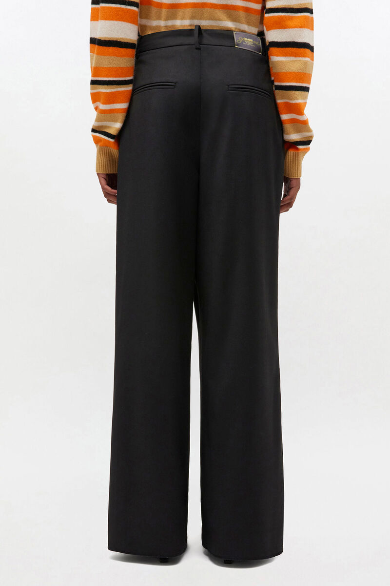 Black Cross-over Trousers, Elastane, in colour Black - 3 - GANNI
