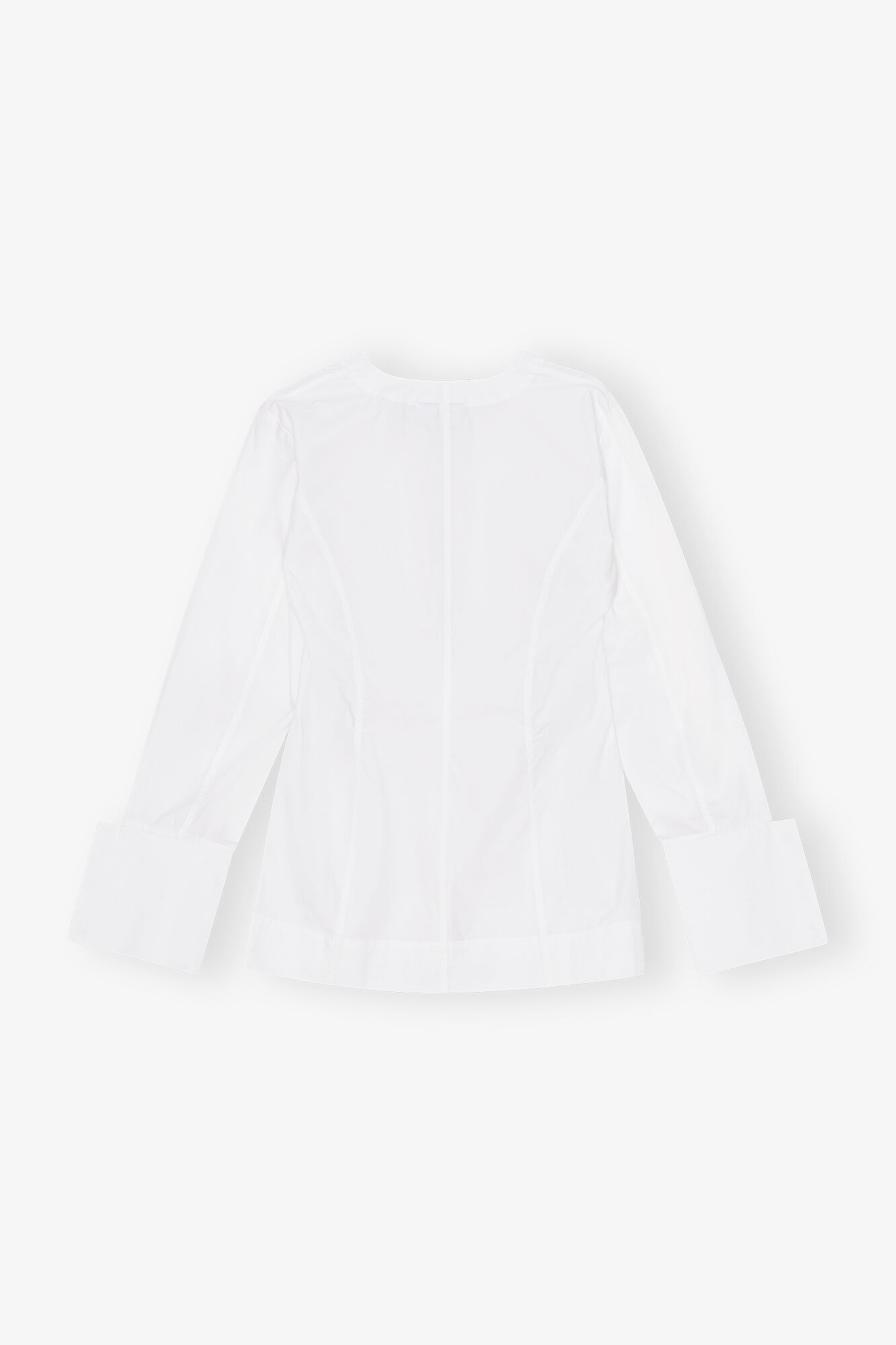 White Cotton Poplin V-neck Shirt, Cotton, in colour Bright White - 2 - GANNI