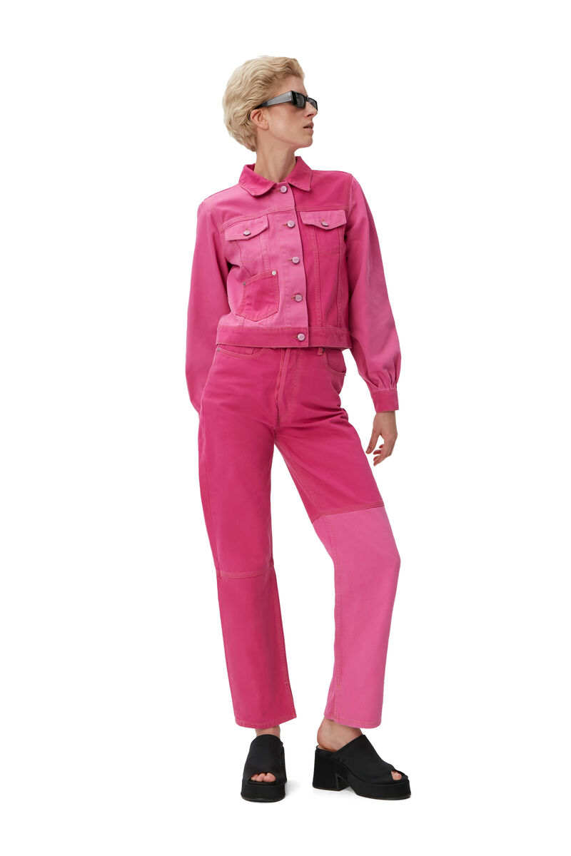 Camy Denim Jacket, Cotton, in colour Phlox Pink - 1 - GANNI