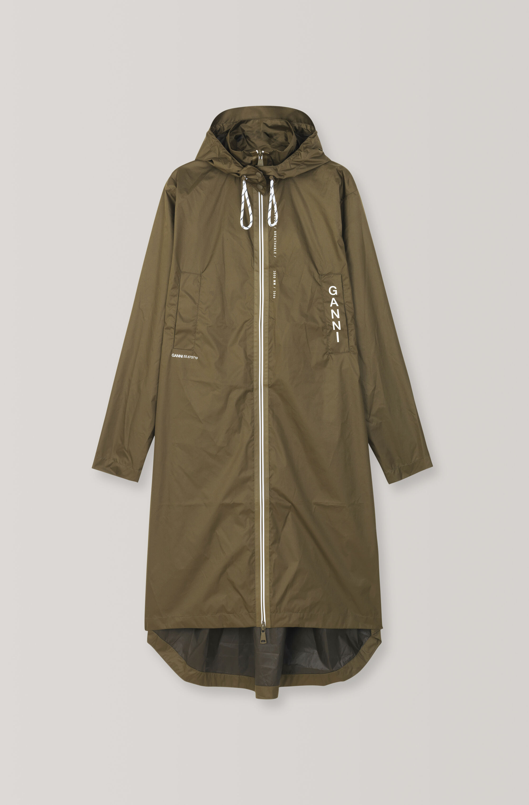 Dark Olive Tansy Rain Coat Ganni Ro