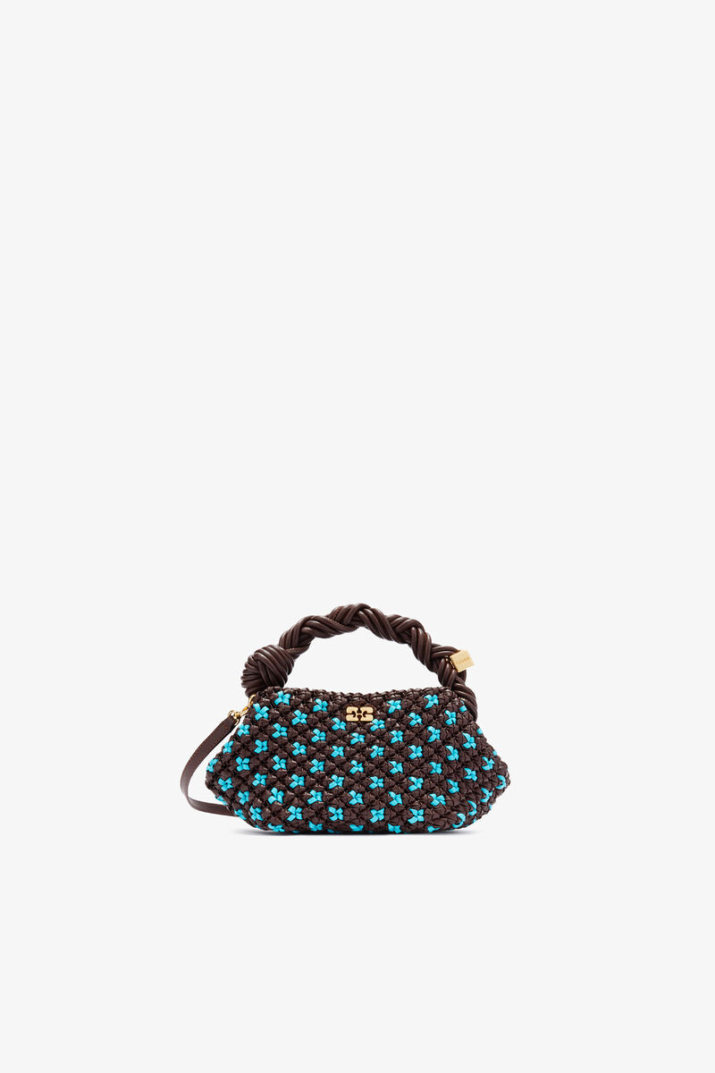 Mini Bou Bag in Braided Brown, Recycled Leather, in colour Chicory Coffee - 1 - GANNI