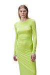 Ruched Midi Dress, Elastane, in colour Lime Popsicle - 6 - GANNI