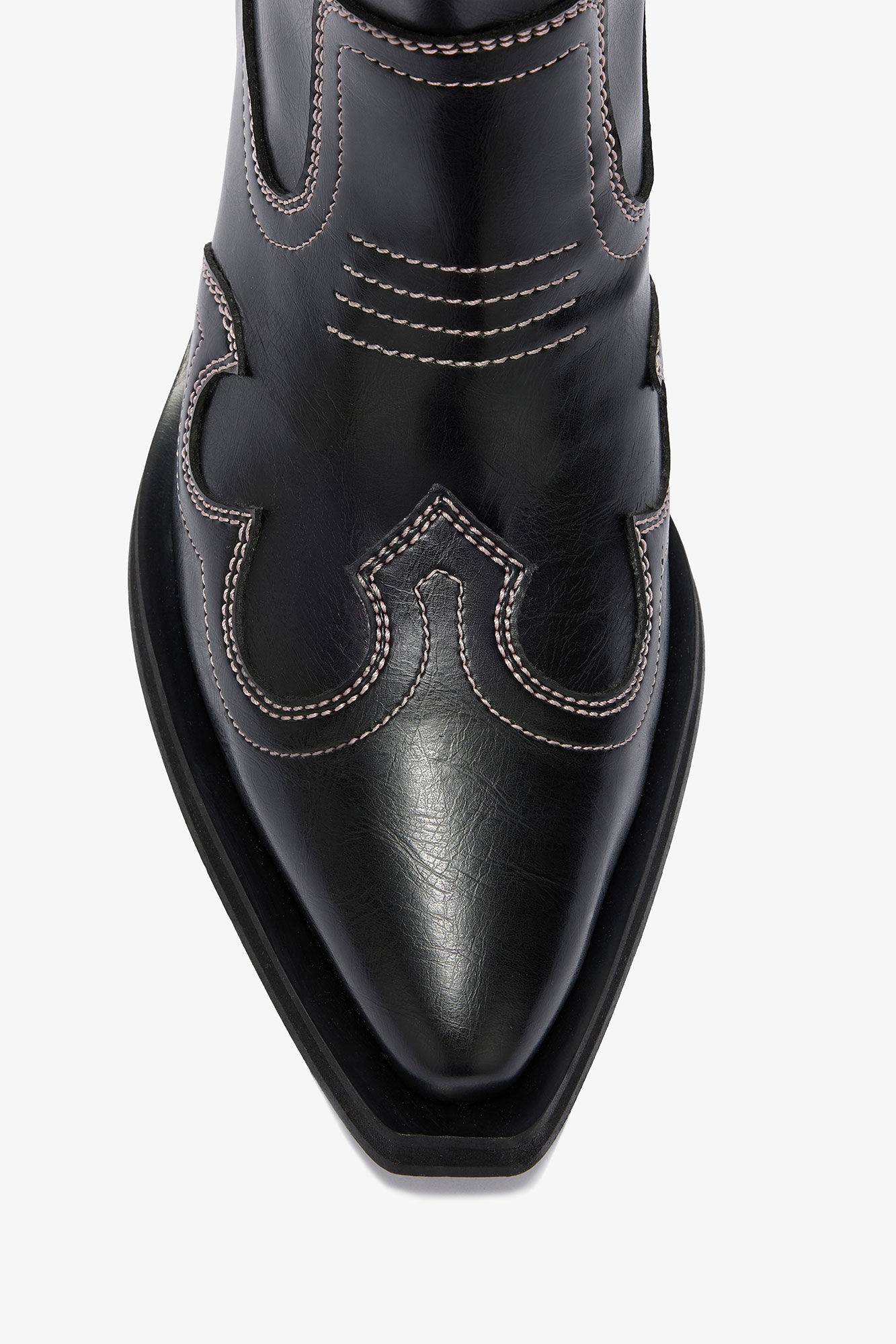 Low Shaft Embroidered Western Boots, in colour Black/Pink - 3 - GANNI
