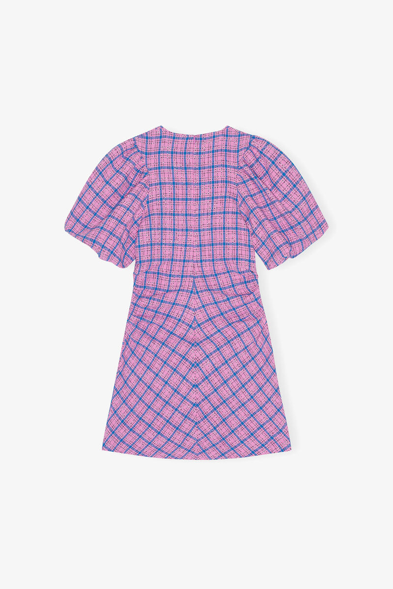 Check Suiting Mini Dress, Organic Cotton, in colour Wild Orchid - 2 - GANNI