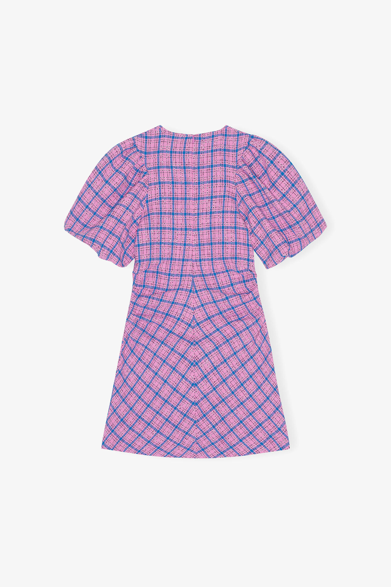 Check Suiting Mini Dress, Organic Cotton, in colour Wild Orchid - 2 - GANNI