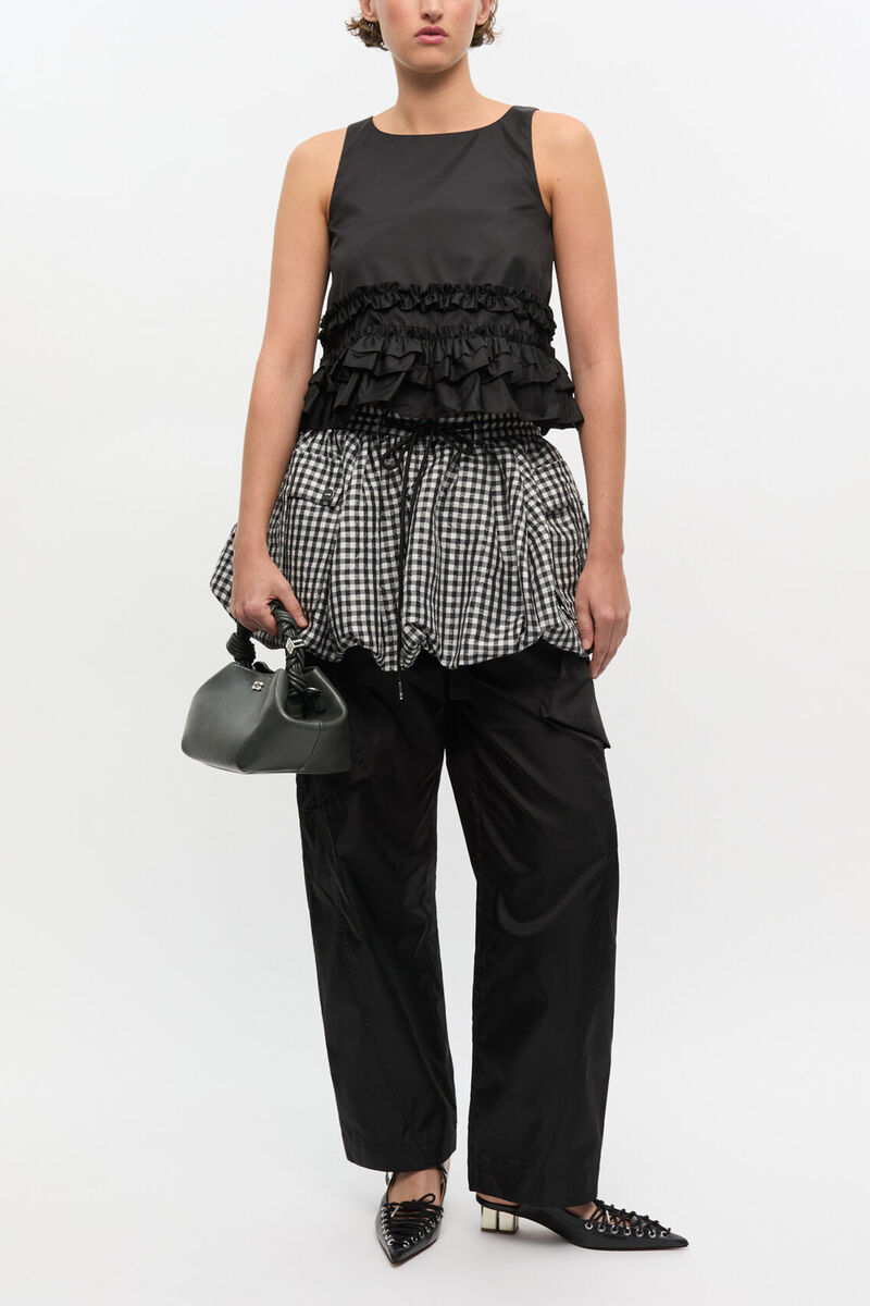 Dark Grey Small Bou Bag, Recycled Leather, in colour Steal Grey - 1 - GANNI