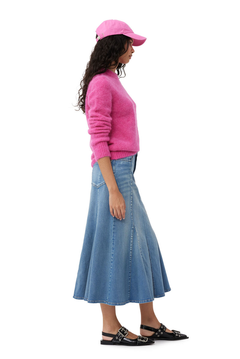 Tint Denim Peplum Skirt, Elastane, in colour Tint Wash - 3 - GANNI