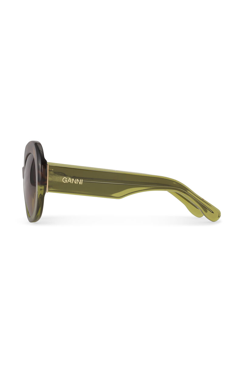 Biodegradable Acetate Oversized Retro Sunglasses, Biodegradable Acetate, in colour Green Bay - 2 - GANNI