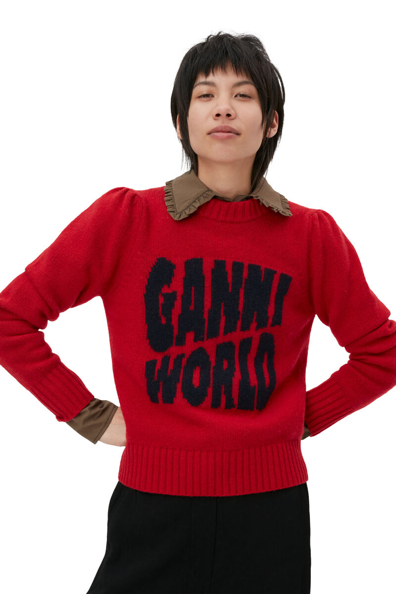 Graphic Pullover, Recycled Polyamide, in colour Barbados Cherry - 3 - GANNI