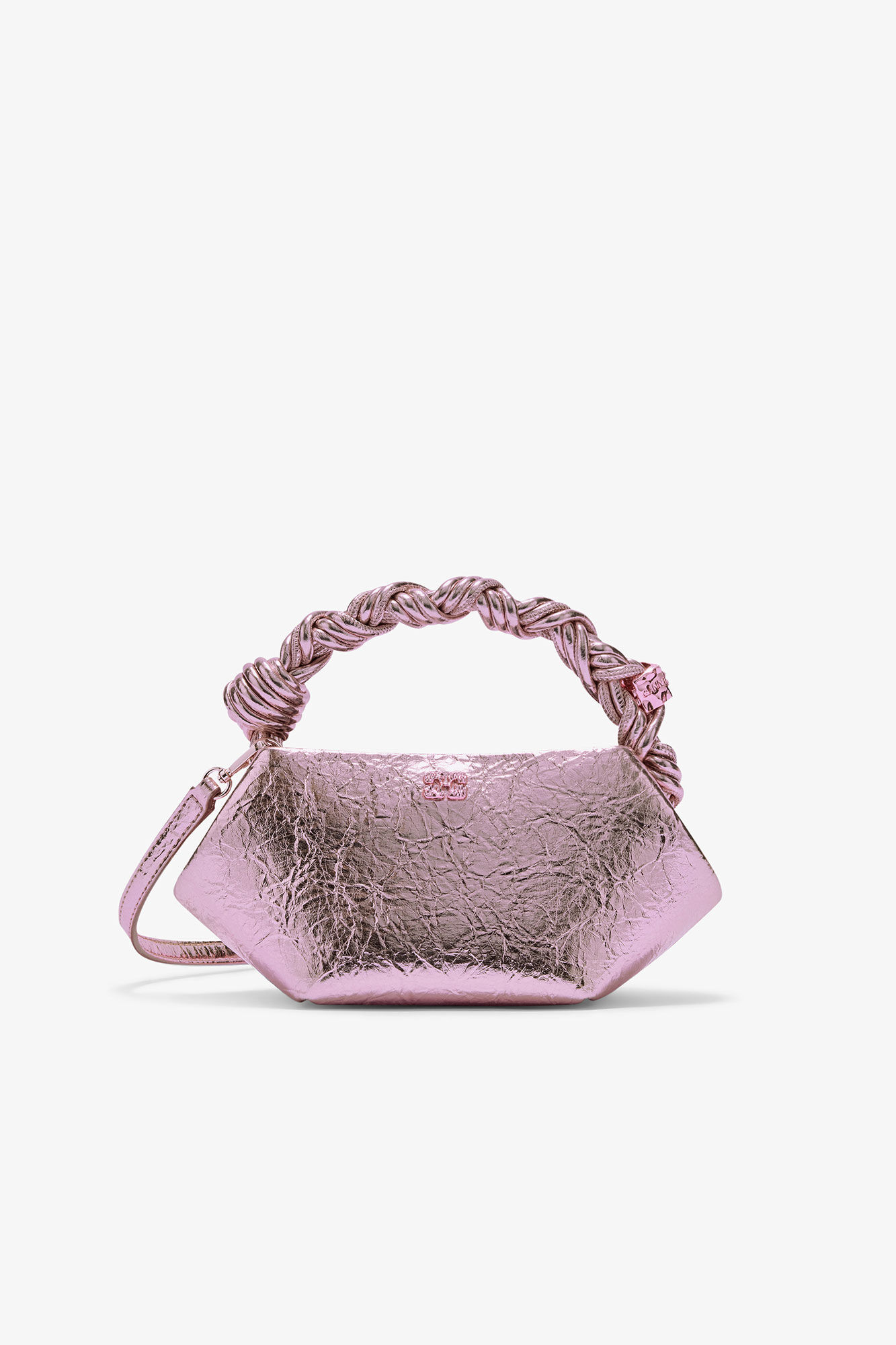 Metallic Mini Bou Bag, in colour Silver Pink - 1 - GANNI