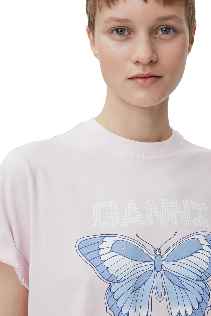 Butterfly Relaxed T-shirt, in colour Light Lilac - 3 - GANNI