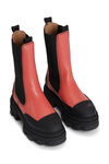 Mellanhöga Chelsea Boots med grova sulor, Leather, in colour Paprika - 3 - GANNI