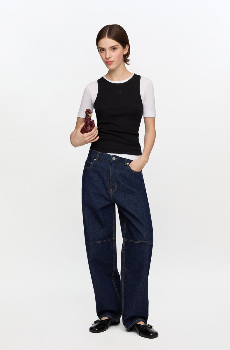 Jeans fonc&eacute;s d&eacute;lav&eacute;s Stary, Organic Cotton, in colour Rinse - 1 - GANNI