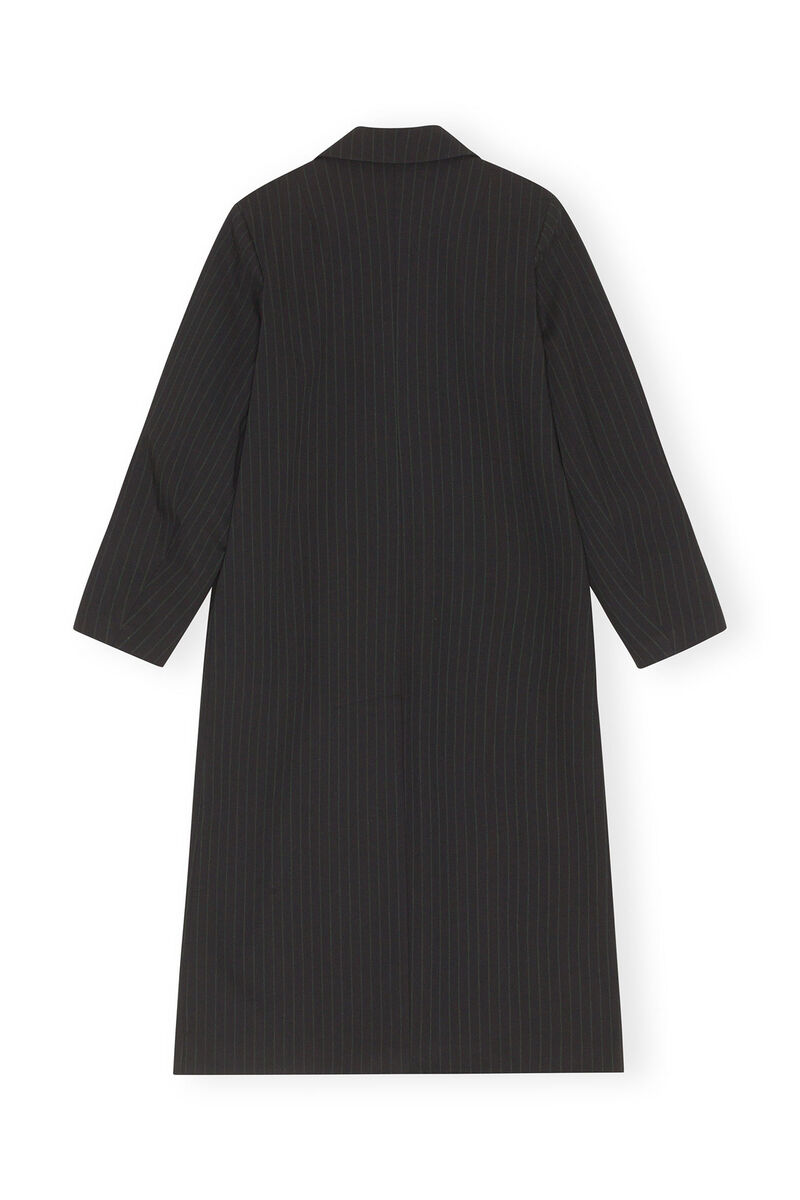 Stretch Stripe Coat, Elastane, in colour Black - 2 - GANNI