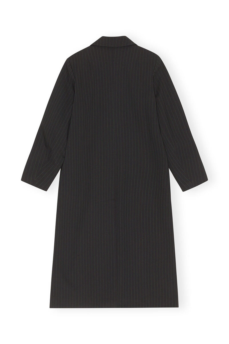 Stretch Stripe Coat, Elastane, in colour Black - 2 - GANNI