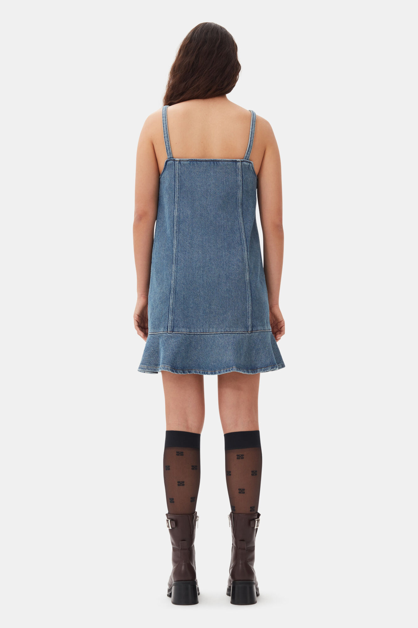 Blue Denim Mini Kleid, Cotton, in colour Tint Wash - 4 - GANNI