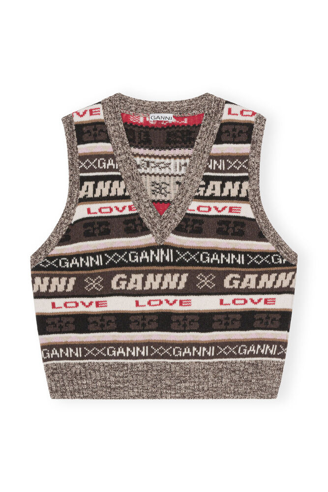 Brown Logo Wool Mix Vest, Shaved Chocolate