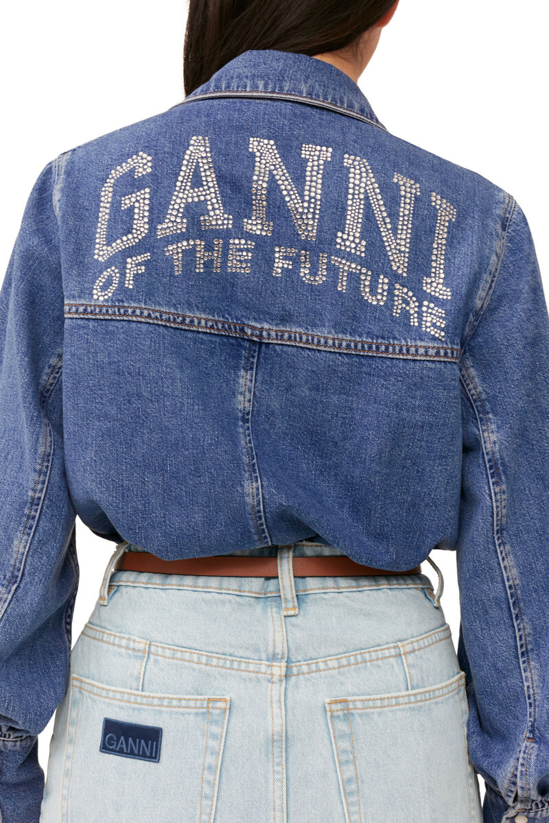 Future Denim Shirt, Organic Cotton, in colour Dark Blue Vintage - 5 - GANNI