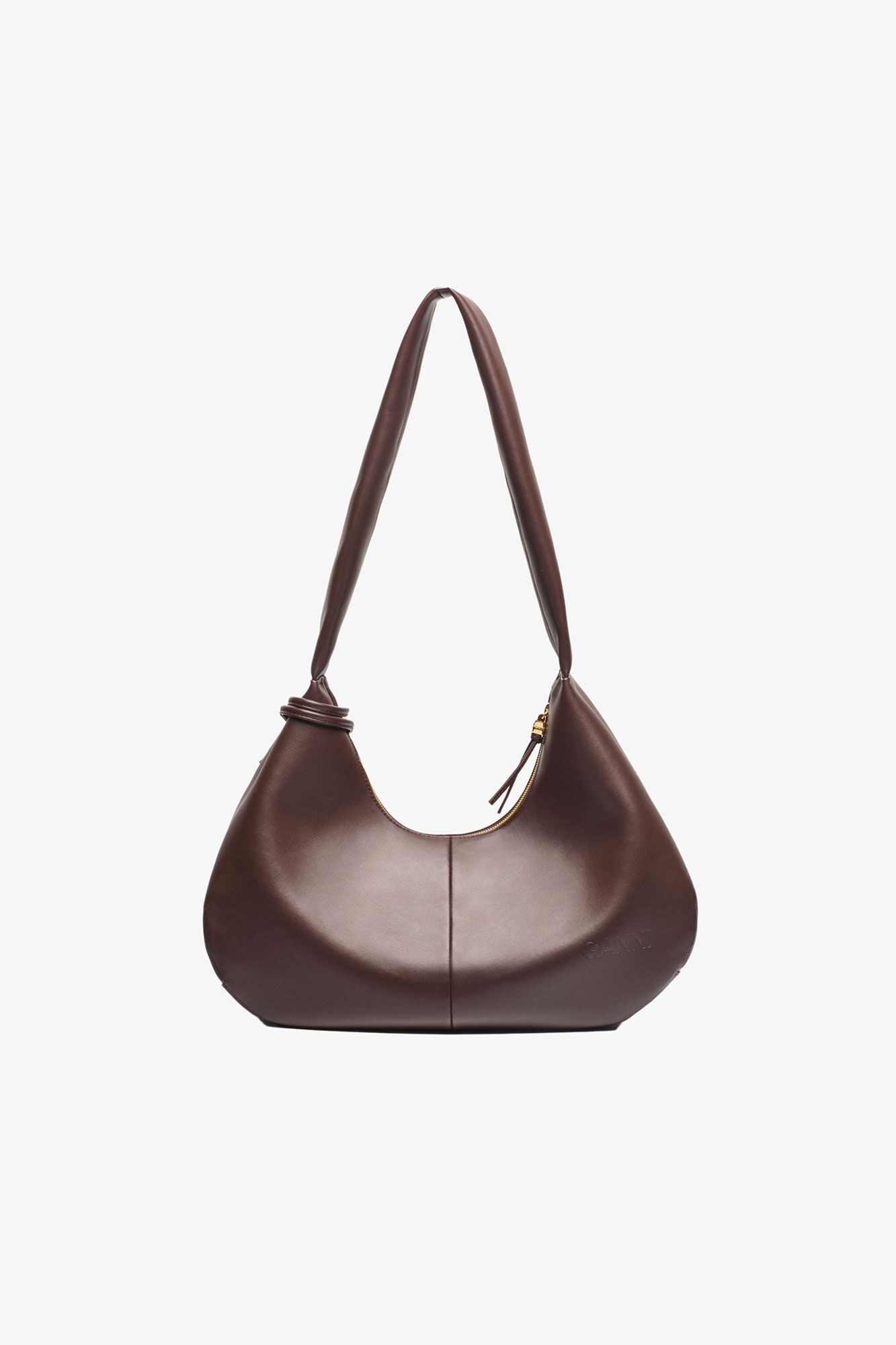Brown Medium Hobo Bag, Polyester, in colour Chocolate Fondant - 3 - GANNI