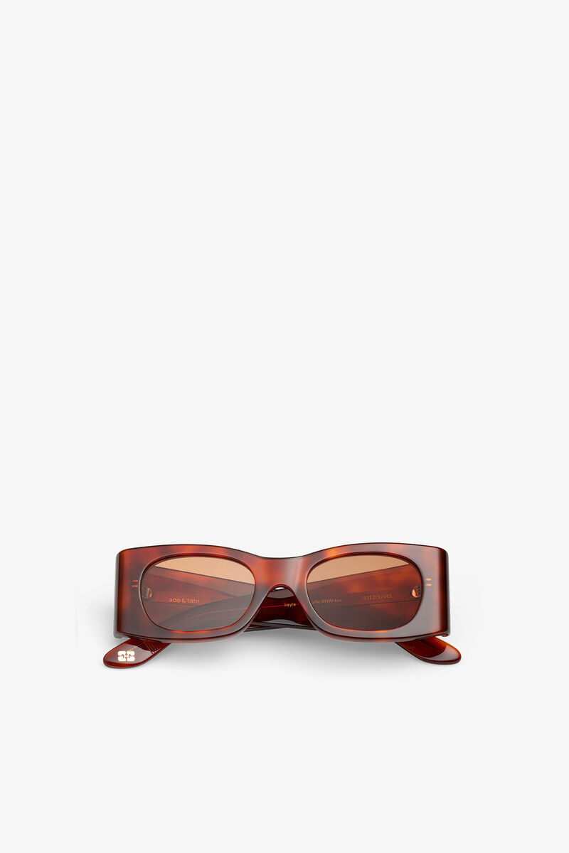 GANNI x Ace & Tate Tiger's Eye Kayla Sunglasses, Acetate, in colour Tiger's Eye - 1 - GANNI