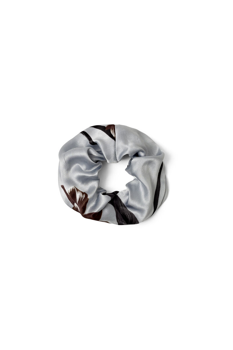 Sanders scrunchie i satin, in colour Red Orchid - 1 - GANNI