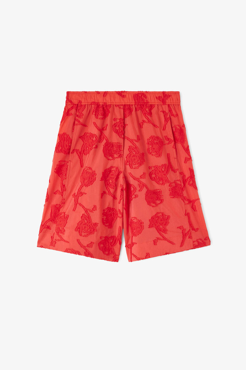 Shorts in Red Fil Coupe, Recycled Cotton, in colour Fiery Red - 1 - GANNI