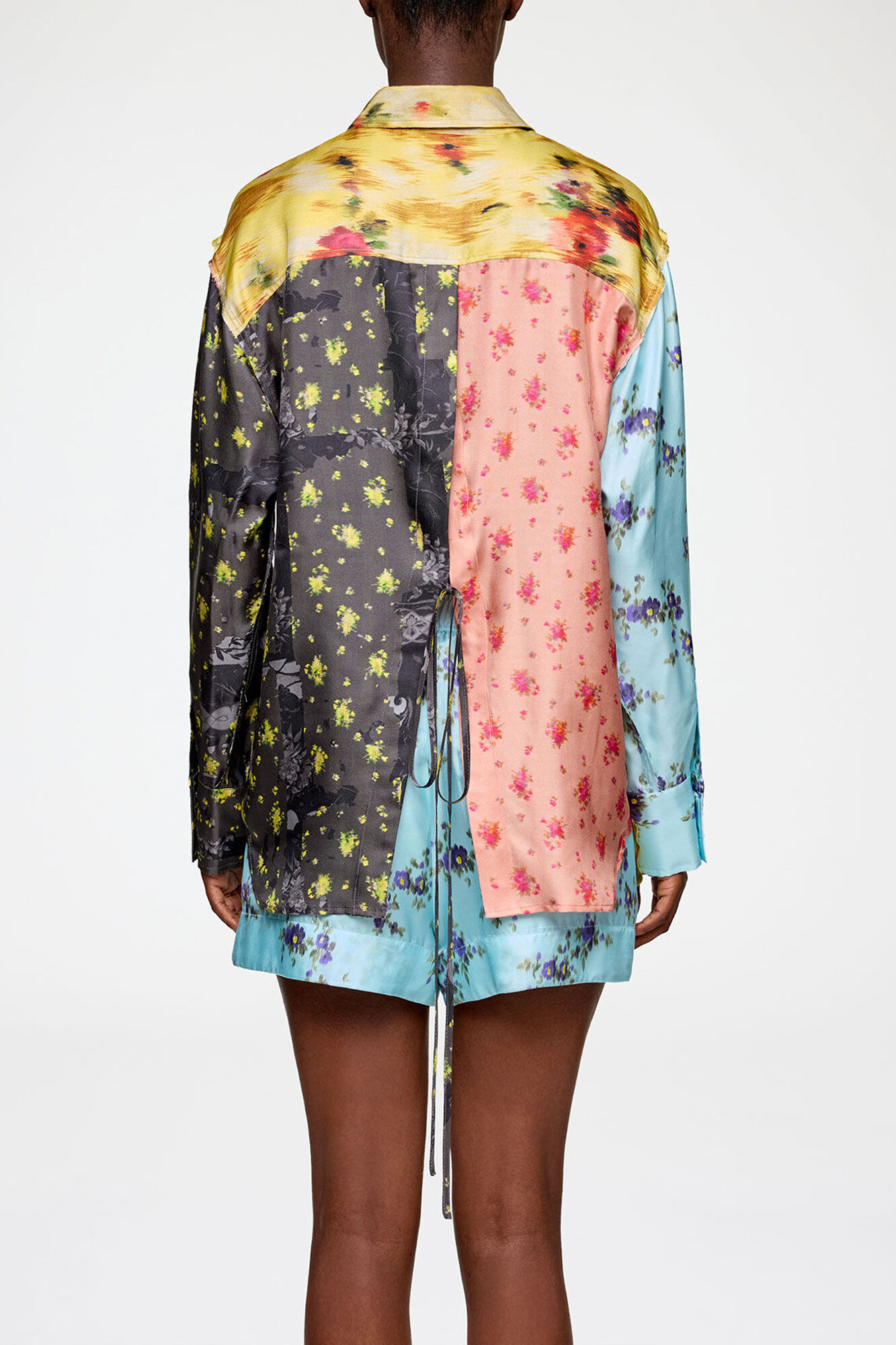 Shirt in Multi Printed Silk, Organic Wool, in colour Iced Aqua - 2 - GANNI