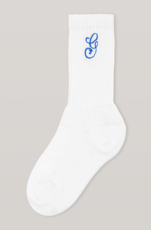 Ganni Cotton Socks Victoria Blue Size Xs/s