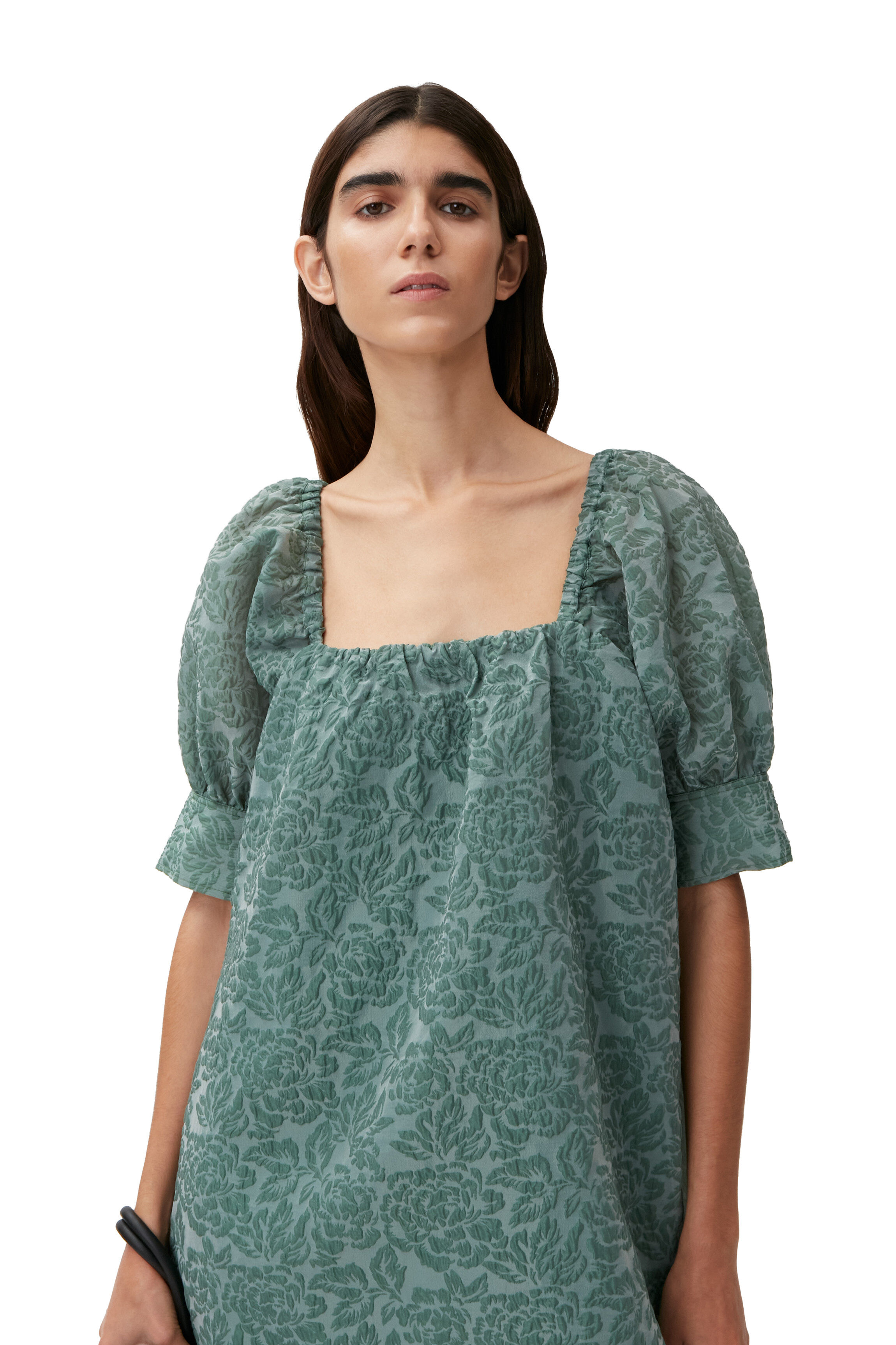 GANNI Jacquard Puff Sleeve Dress litmus-