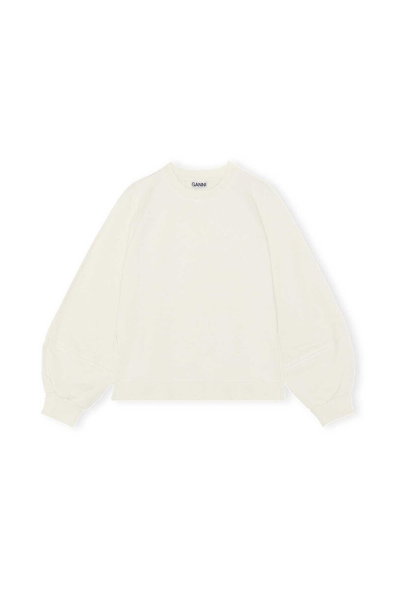 Software Isoli Puff Sleeve Sweatshirt, Cotton, in colour Egret - 1 - GANNI