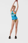 Deep Cut Swimsuit, Elastane, in colour Palm Beach Cloisonne - 1 - GANNI