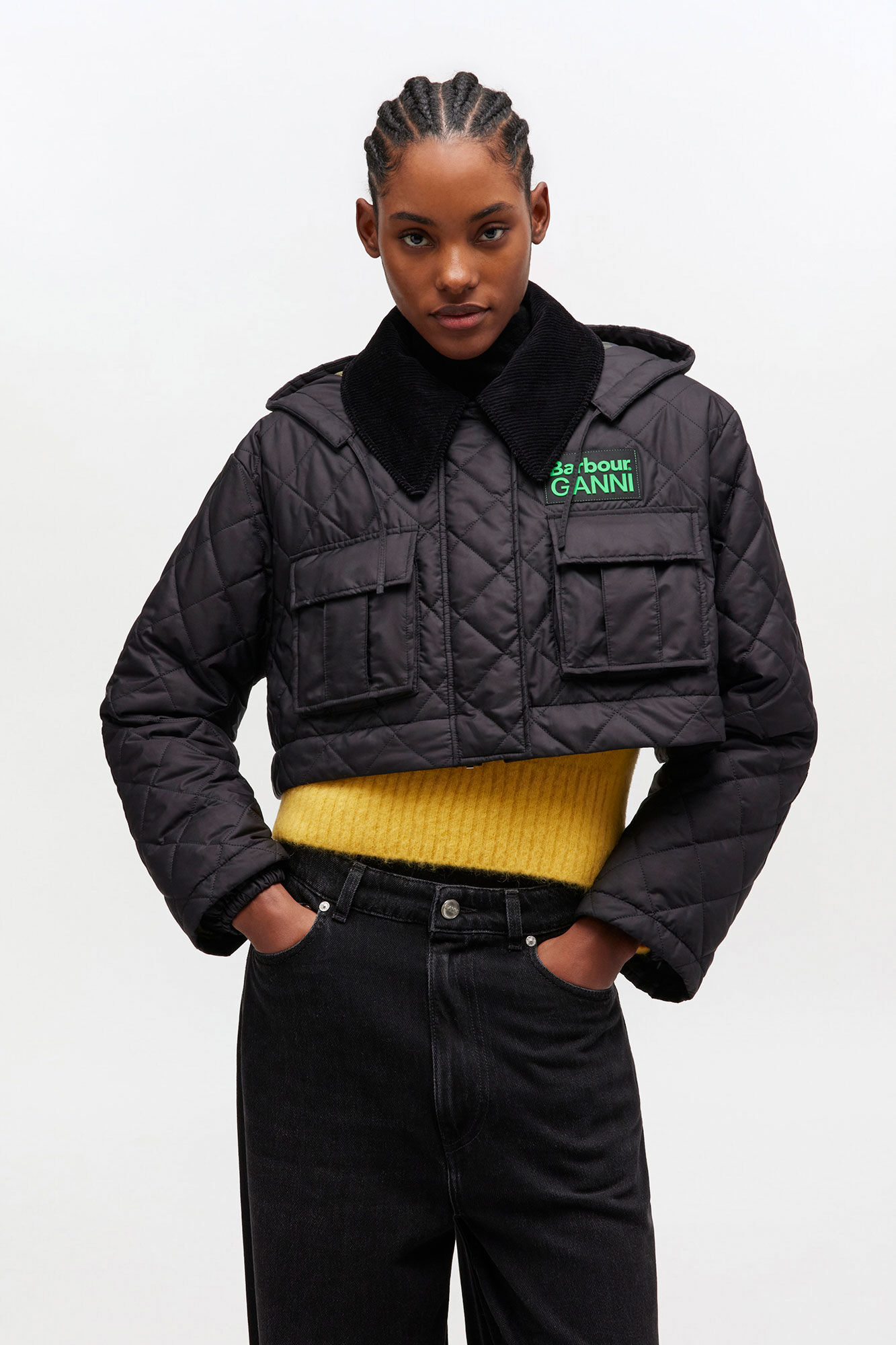 Quilted Long Coat in Black, Polyester, in colour Black - 4 - GANNI