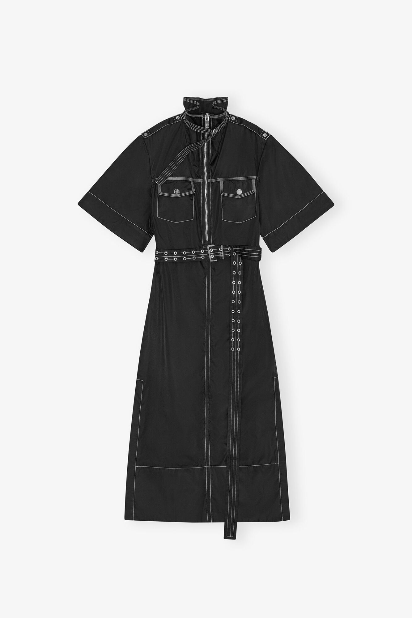 ワンピース GANNI Outerwear Nylon Maxi Dress Black Nylon Dress | GANNI US