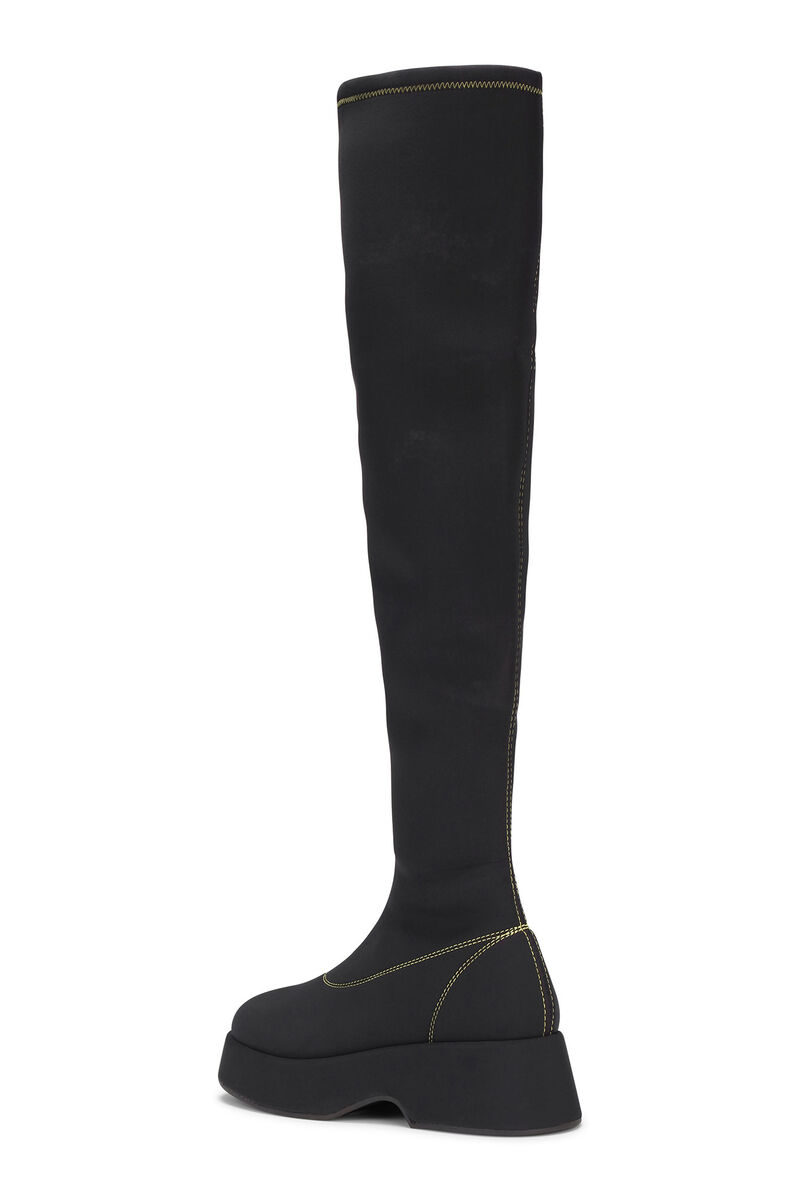 Retro Flatform Over-the-knee Sockboots, in colour Black - 2 - GANNI