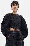 Broderie Anglaise Cropped Blouse, Cotton, in colour Black - 1 - GANNI