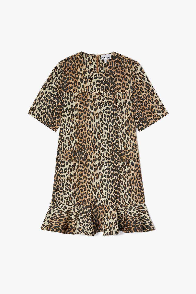 Stretch Cotton Mini Dress, Organic Cotton, in colour Almond Milk - 1 - GANNI