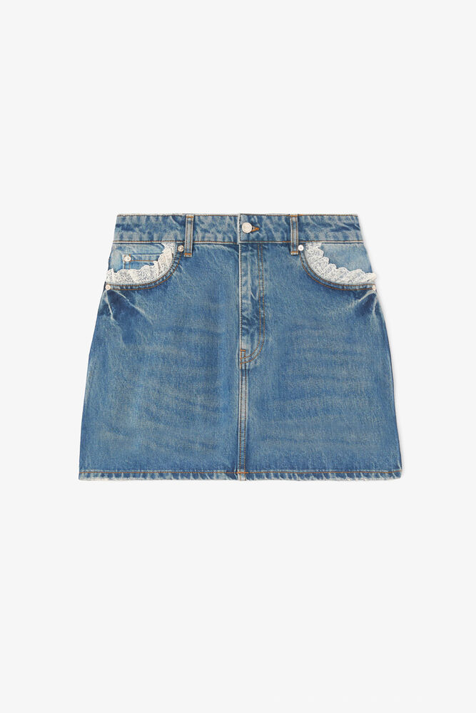 Skj&oslash;rt i stiv denim, Dark Blue Vintage