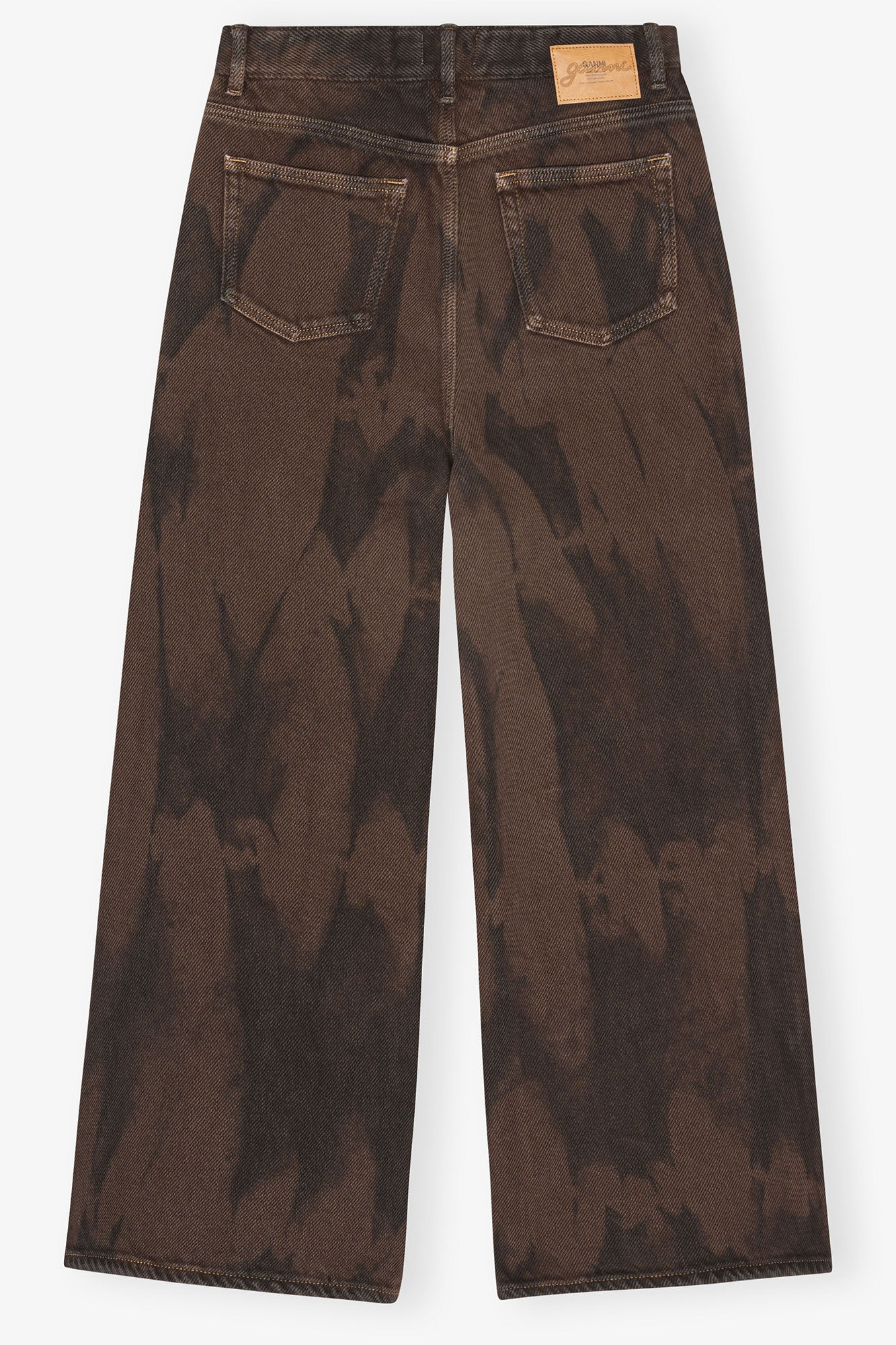 Baggy Wide Jeans in Overdyed Denim, Organic Cotton, in colour Chicory Coffee - 2 - GANNI