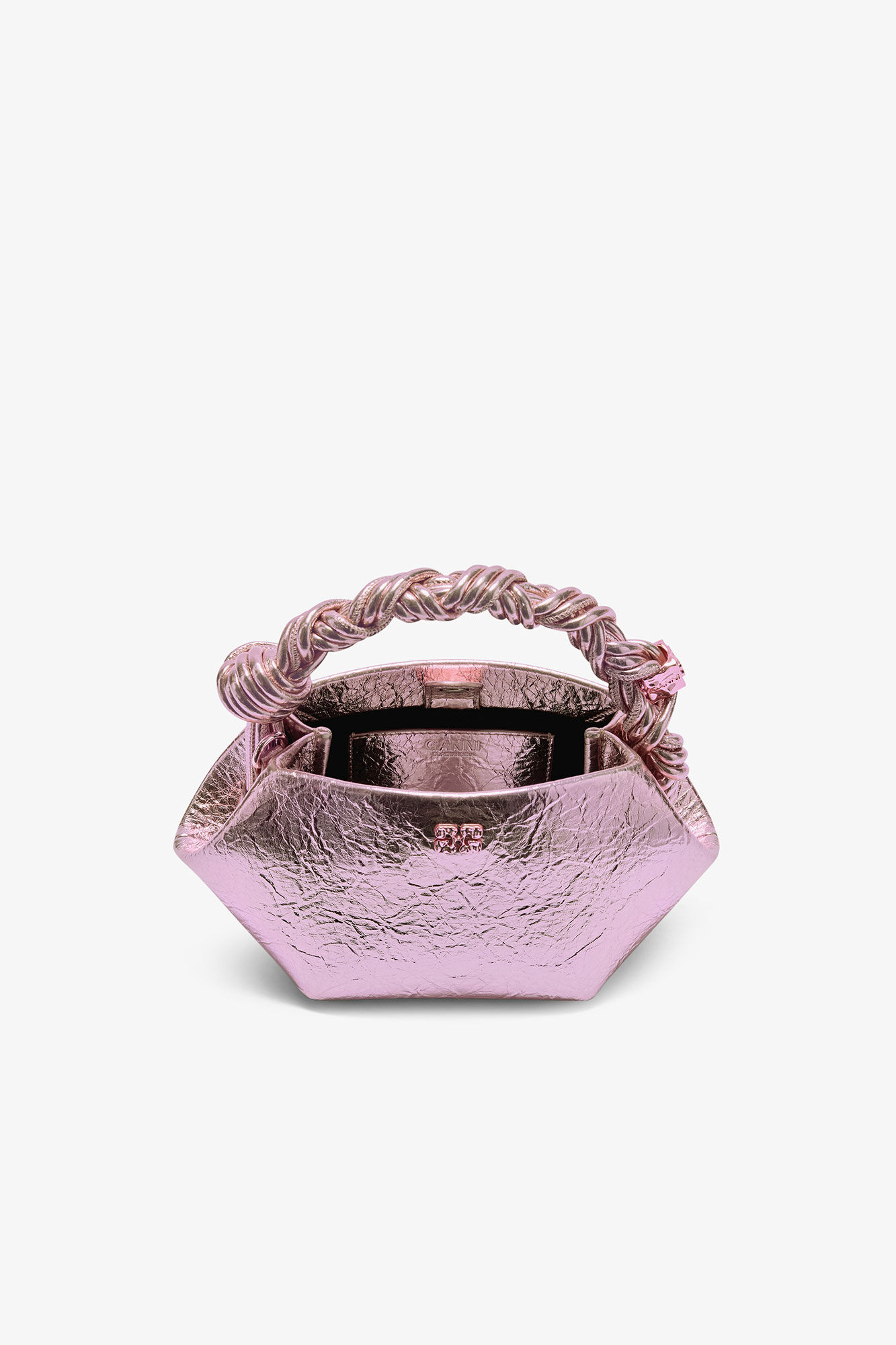Metallic Mini Bou Bag, in colour Silver Pink - 3 - GANNI