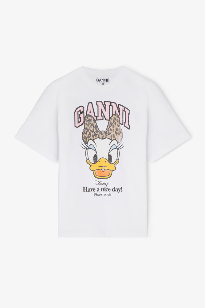 GANNI x Disney Daisy Duck White Printed T-shirt, Bright White