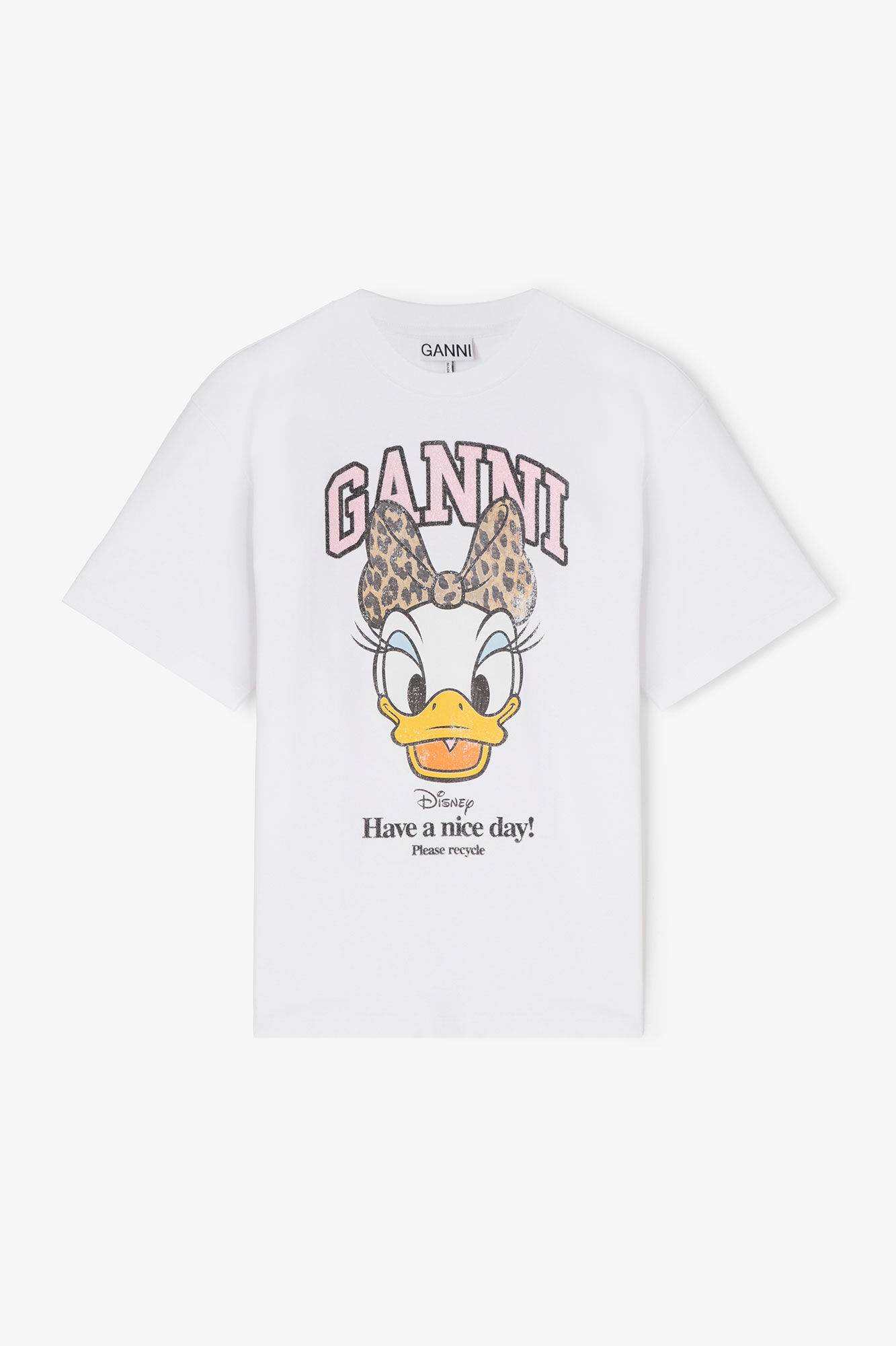 GANNI x Disney Daisy Duck White Printed T-shirt, in colour Bright White - 1 - GANNI