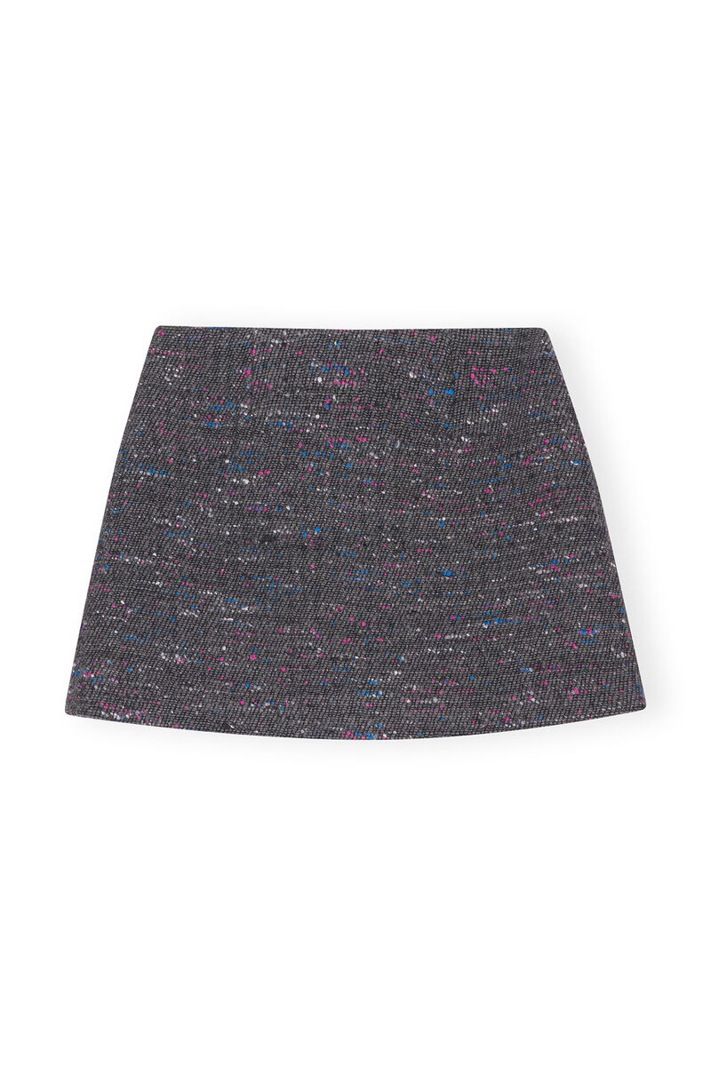 Multi Wool Mini Skirt, Polyamide, in colour Phantom - 2 - GANNI