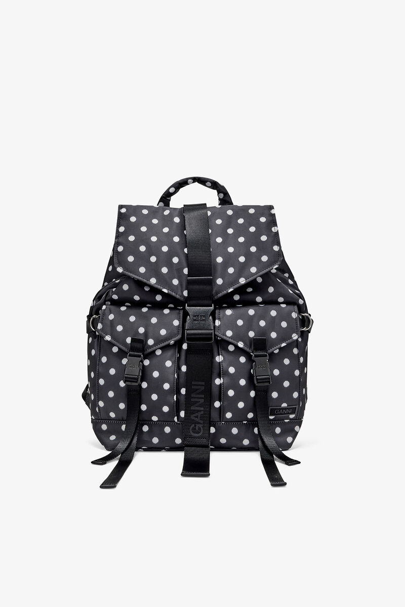 Dots Re-Tech Backpack, in colour Black - 1 - GANNI