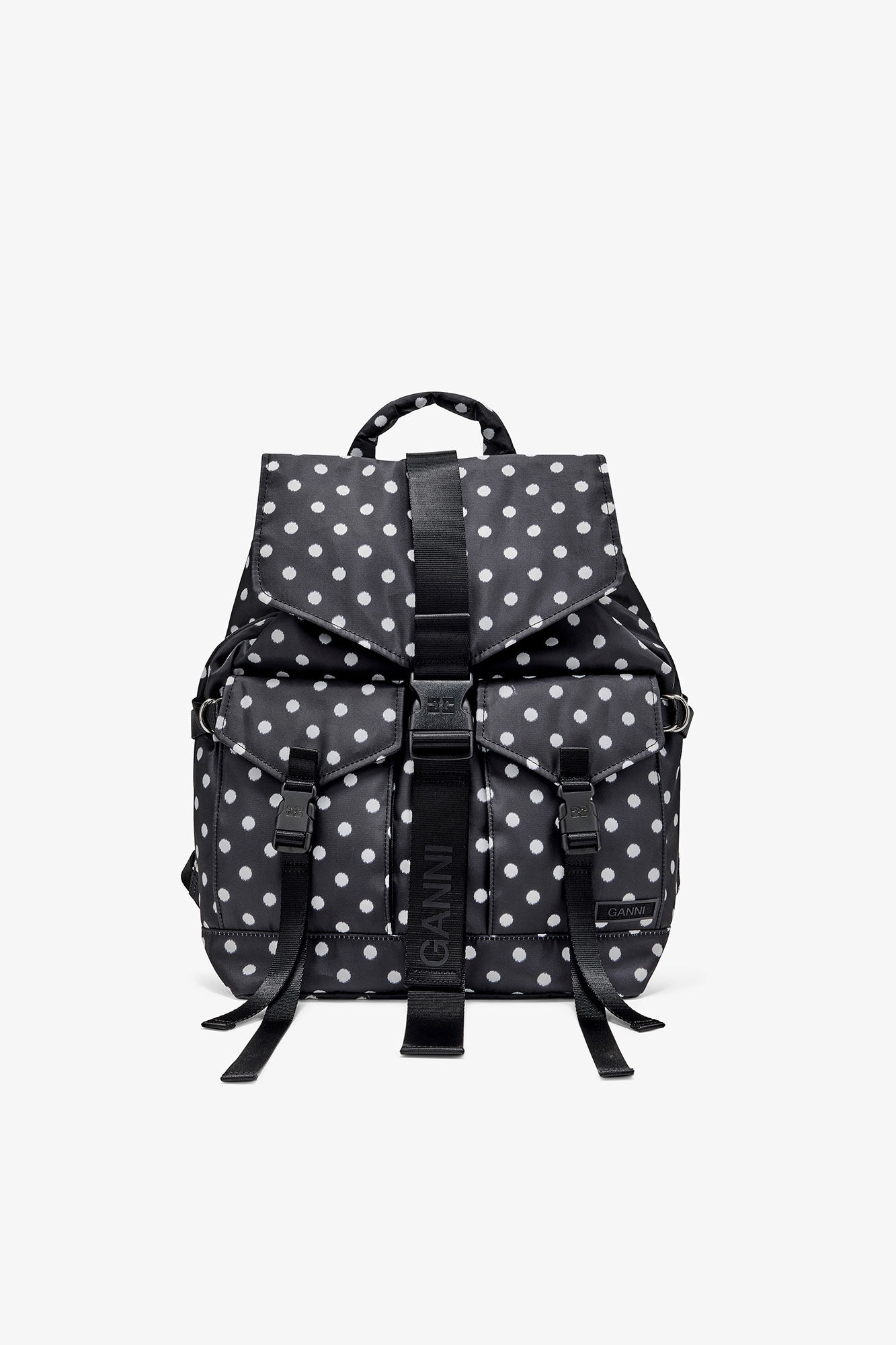Dots Re-Tech Backpack, in colour Black - 1 - GANNI