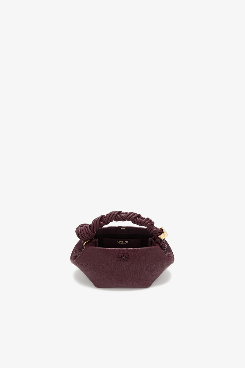 Mini Bou Bag in Burgundy, in colour Port Royale - 3 - GANNI